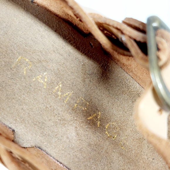 Rampage Leather Criss Cross Buckle Closure Platform Wedge Sandals A362 - Picture 10 of 12